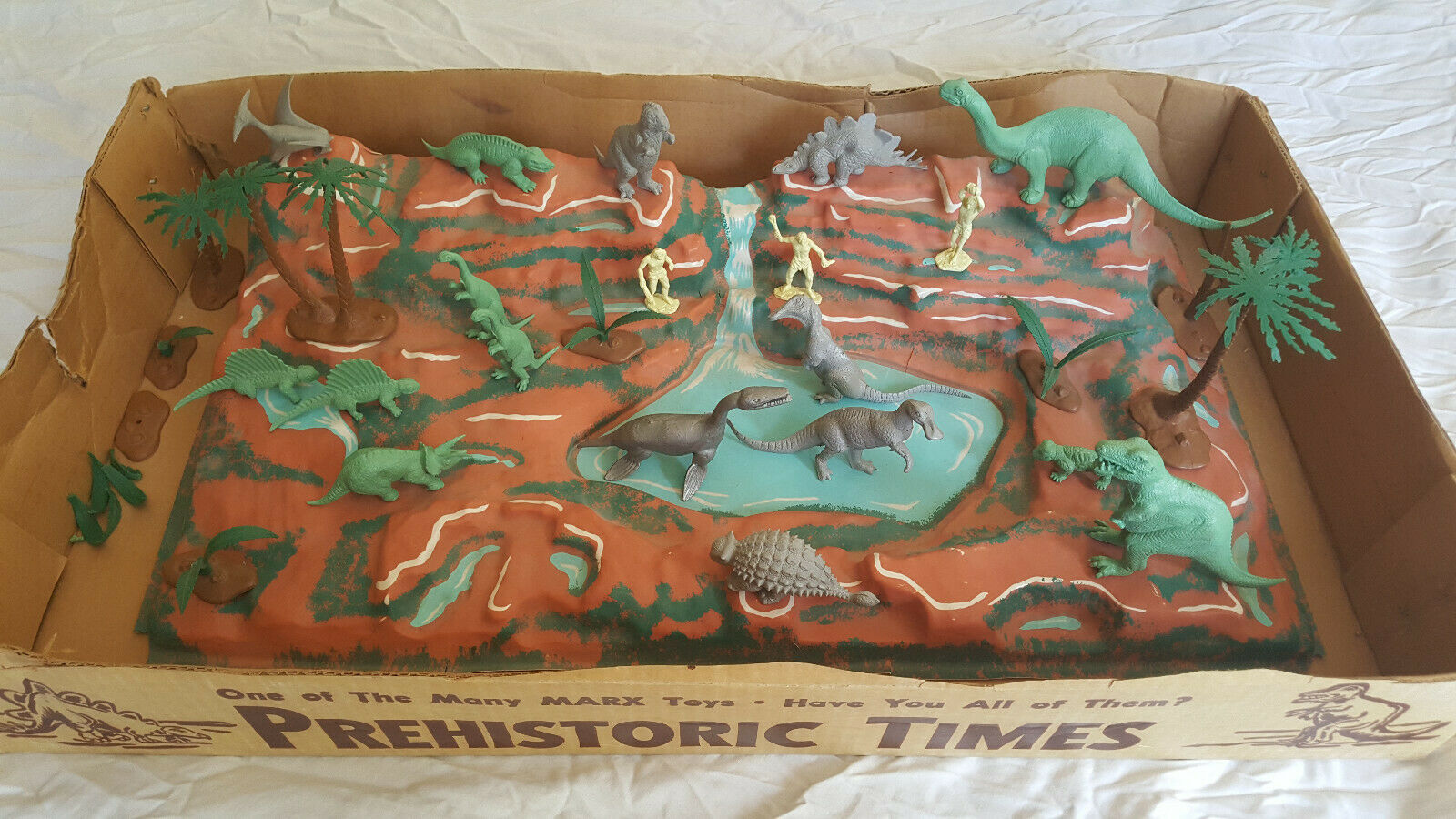 Vintage Marx Prehistoric Times Play Set #3391 Dinosaurs Cavemen Terrain ...