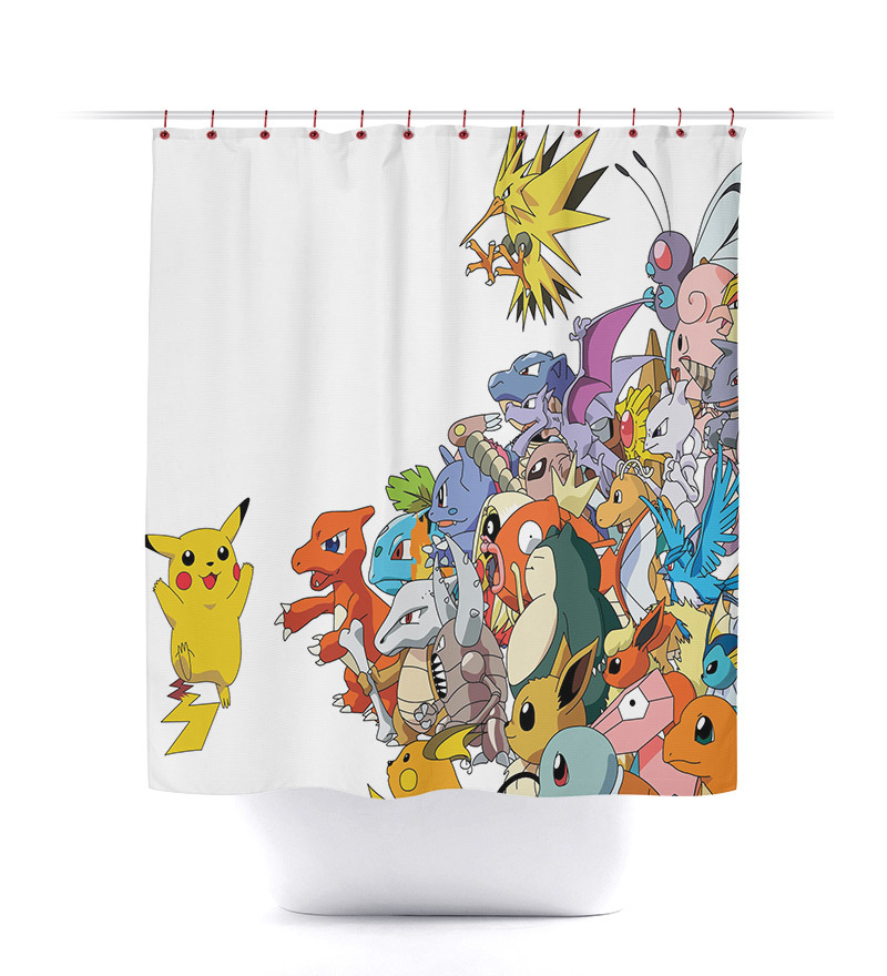 Pokemon Bath Room Shower Curtain Set Shower Curtains
