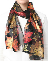 Fashion Autumn Fall Leaves Maples Leaves Scarf Silky feels Scarf, Made i... - $10.99