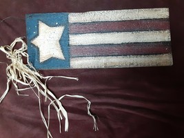 Folk Art Wooden Wood American Flag Stylized Hanger vVntage Primitive Dec... - $22.00