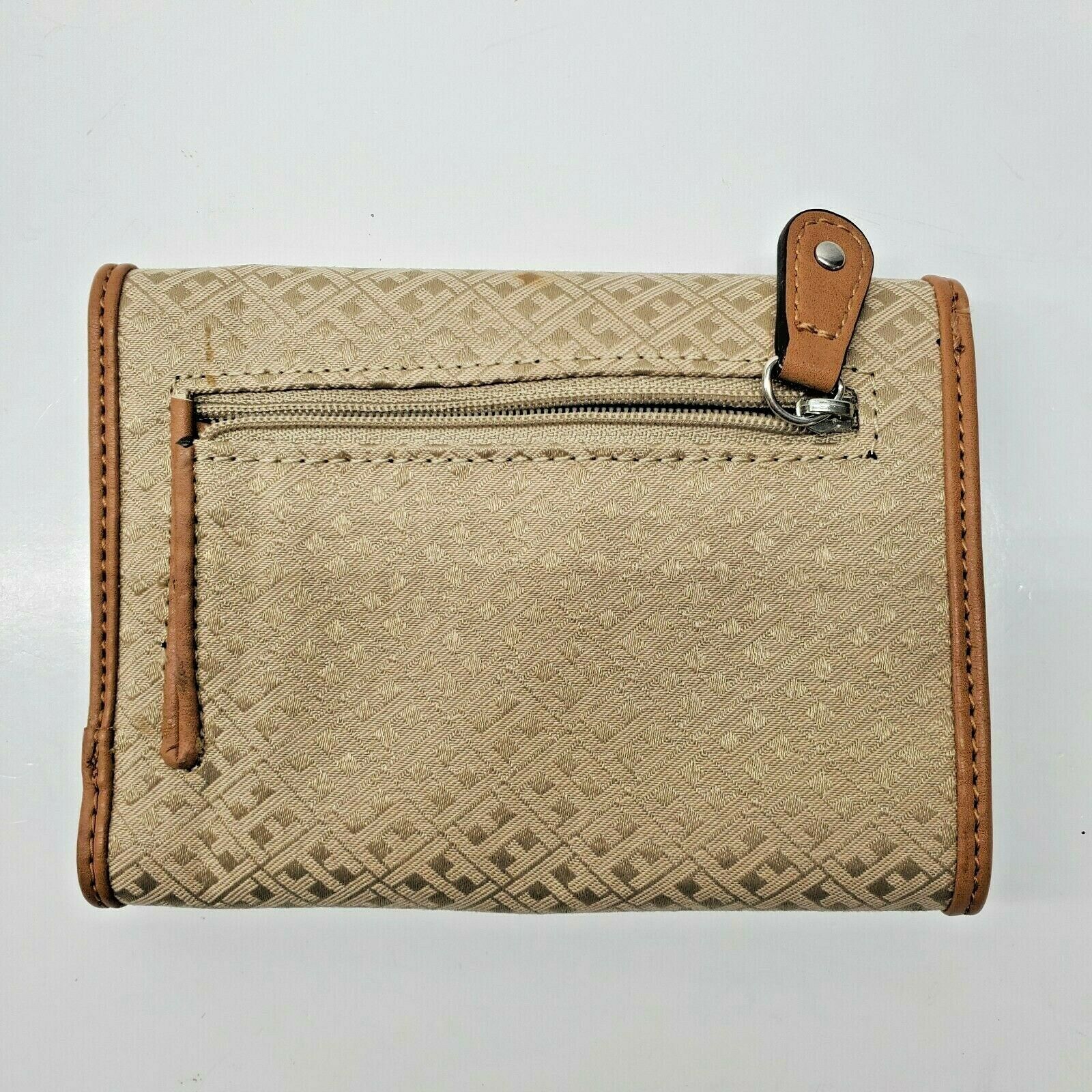 Tommy Hilfiger Brown Signature Wallet Small Trifold Womens Canvas