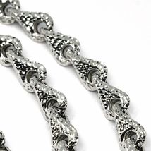 18K WHITE GOLD NECKLACE CHAIN ROUNDED DIAMOND CUT INFINITY ALTERNATE DROP 7mm image 3