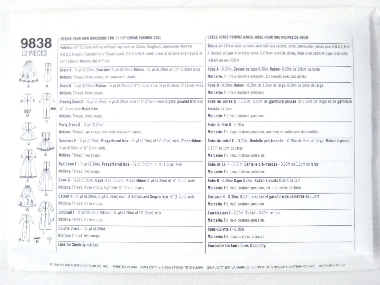 Simplicity 9838 8333 Fashion Doll Clothes And 50 Similar Items