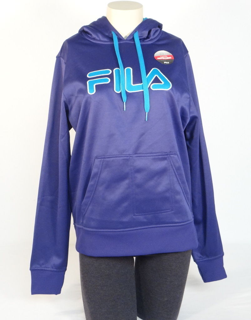 Fila Signature Purple And Blue Pullover Hoodie With Thumbholes Women Nwt Athletic Apparel