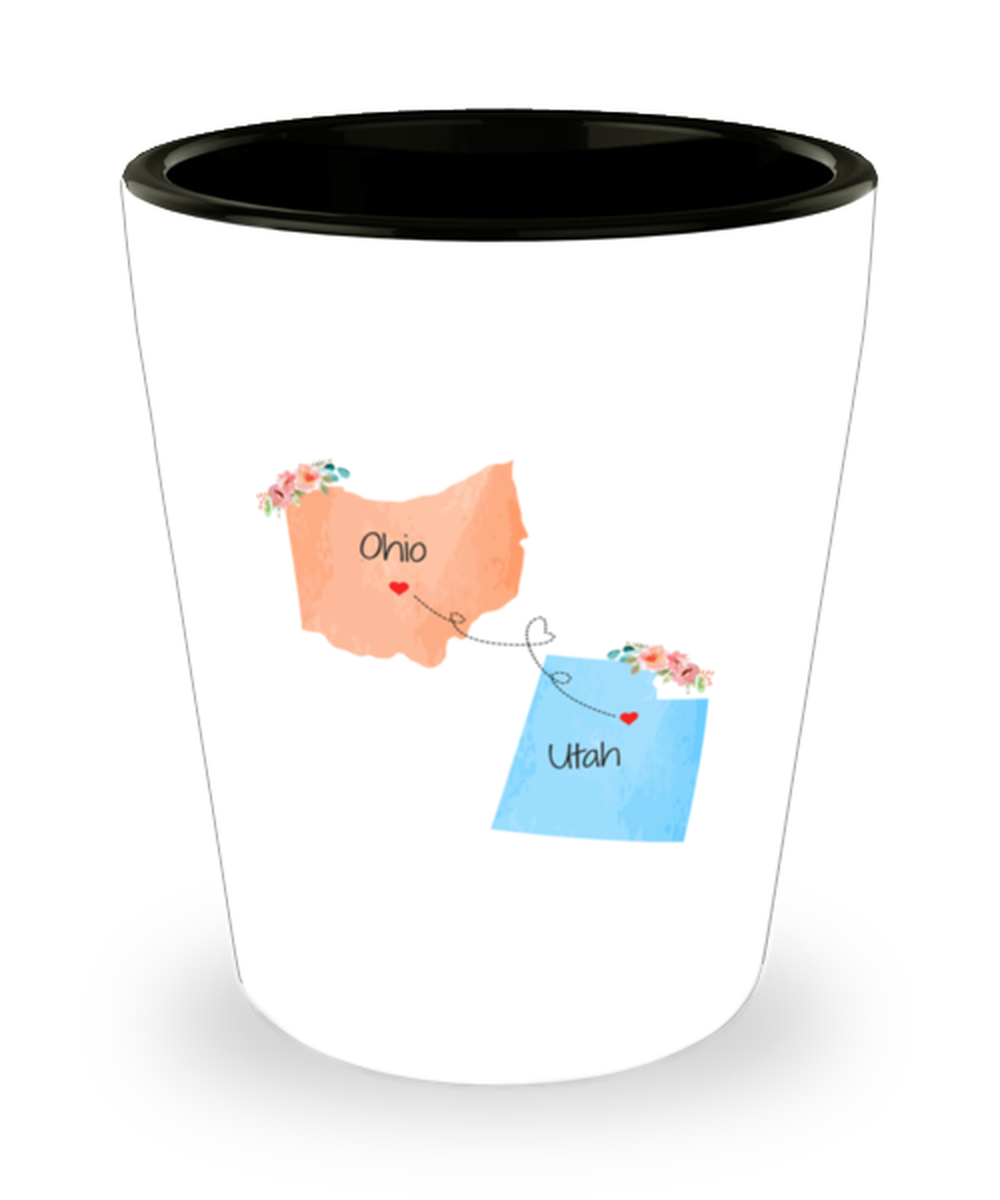 Ohio Utah Gifts | Long Distance State Shot Glass | State to State | Away From