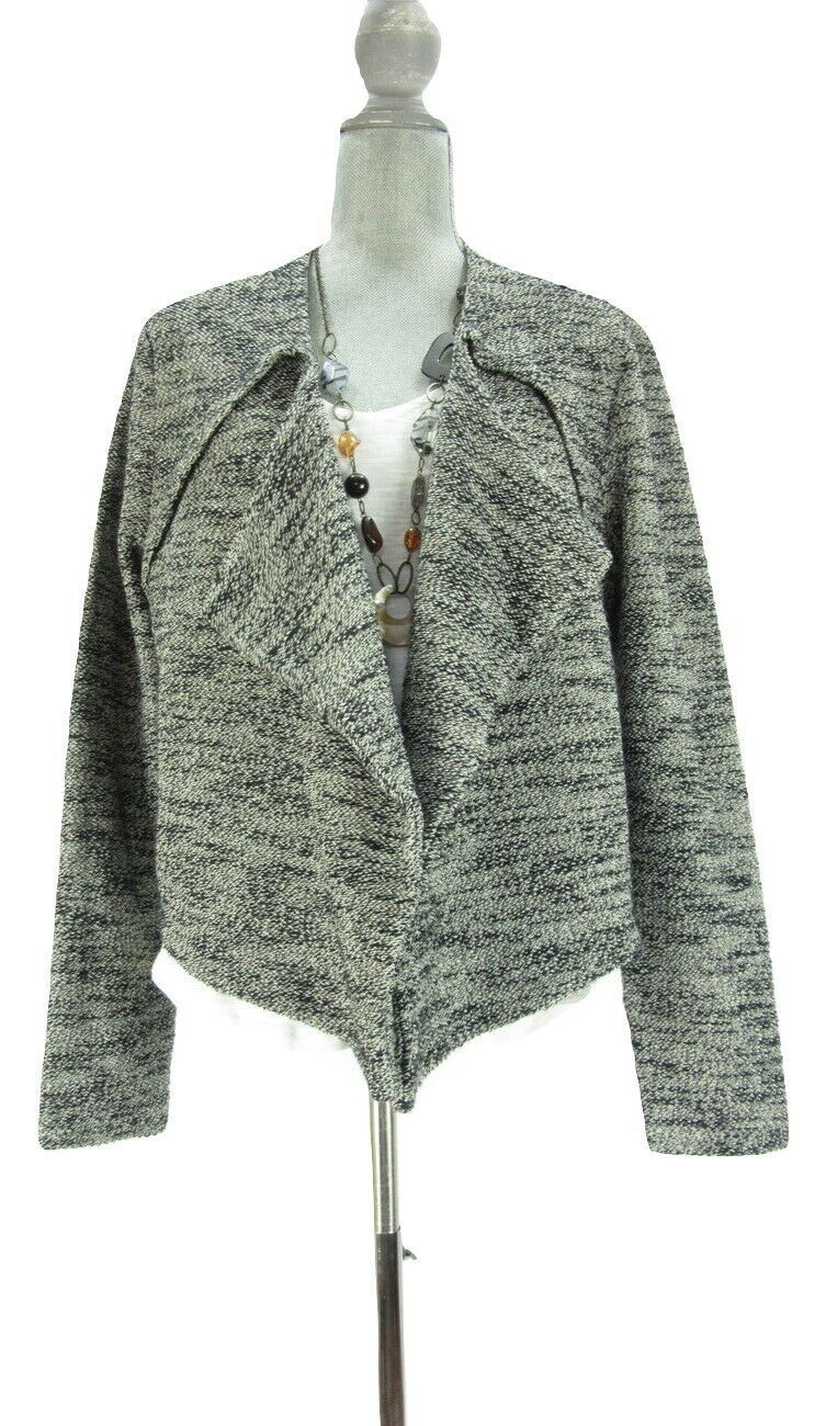 ANN TAYLOR Black/Neutral Marled Long Sleeve Open Front Cardigan Sweater ...