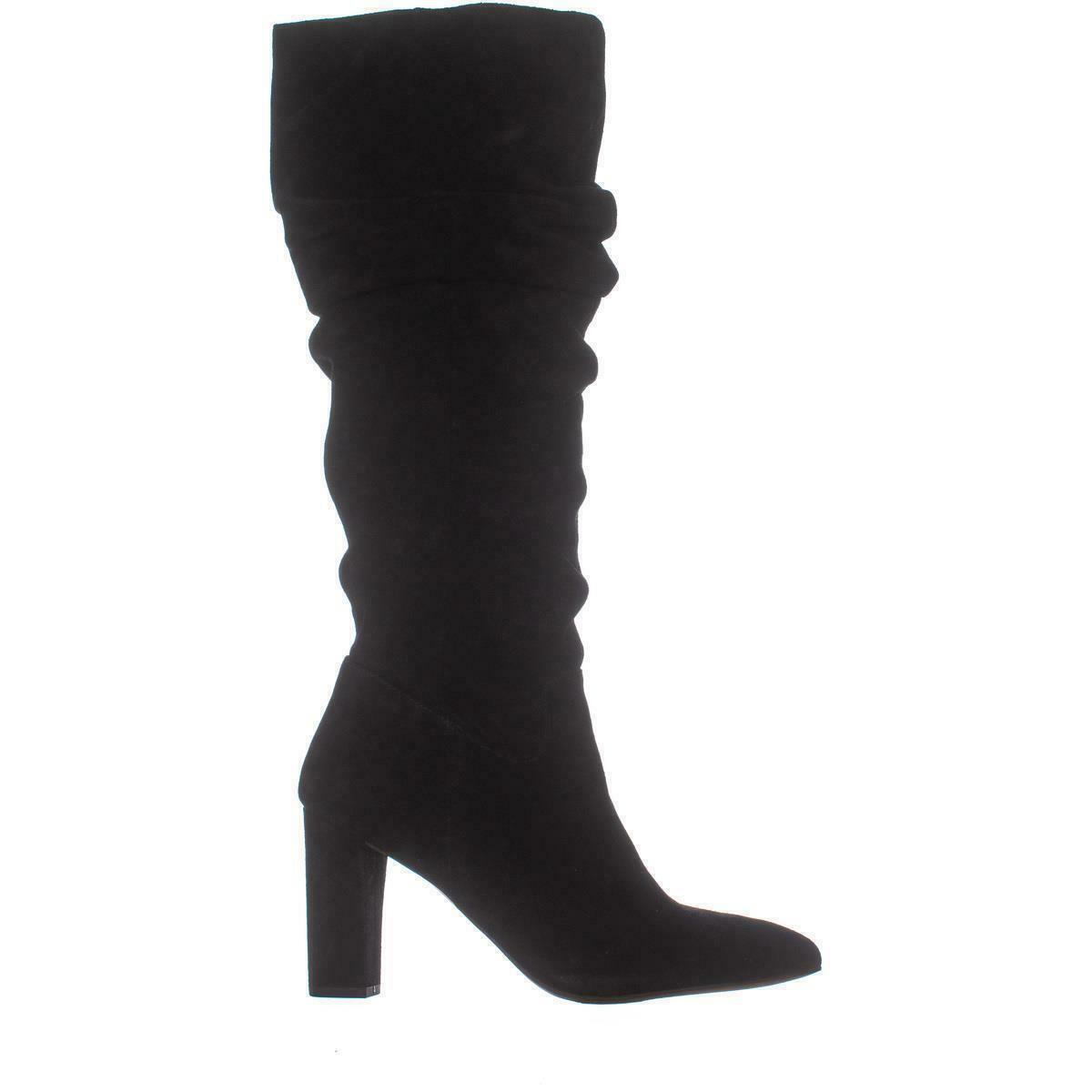 Franco Sarto Artesia Pointed Toe Slouch Knee High Boots, Black Suede ...