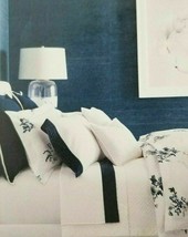 Ralph Lauren Blanc Bleu Wilford King Flat Sheet - Tuxedo White / Navy -ret $215 - $103.90