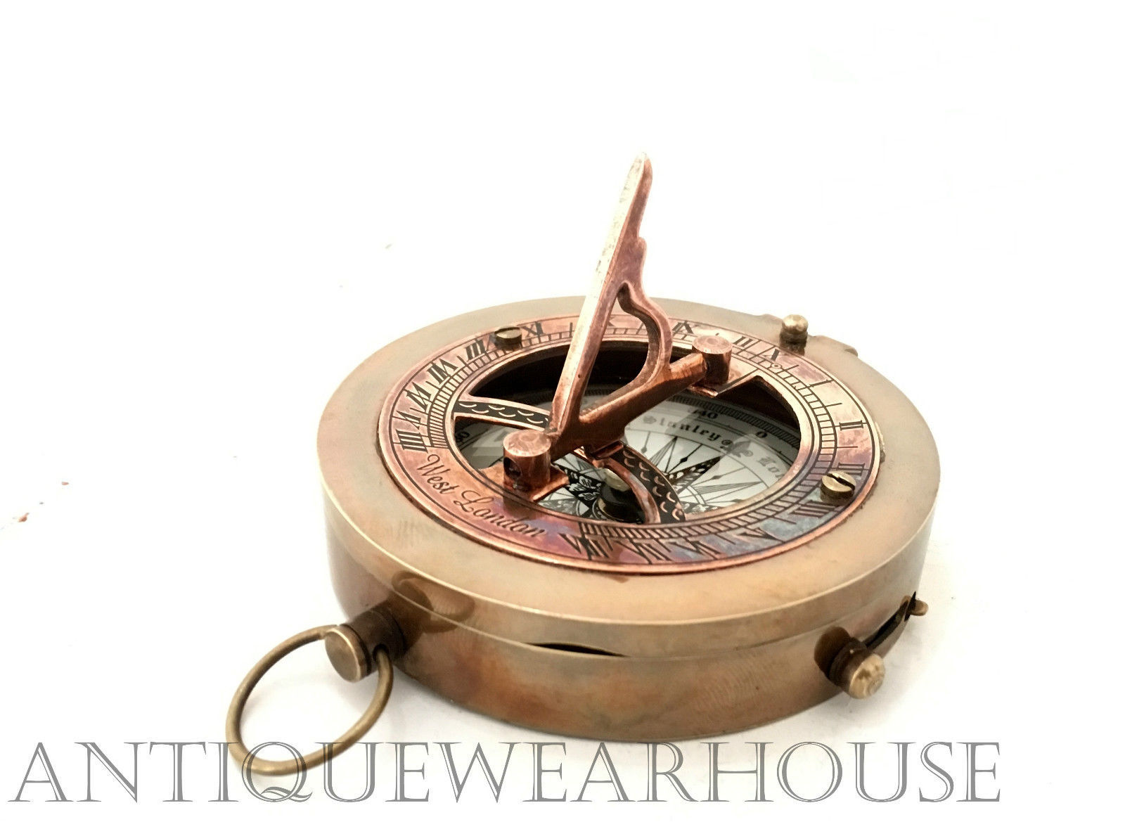 Maritime 3/" Solid Brass Nautical Navigational Working Sundial Compass