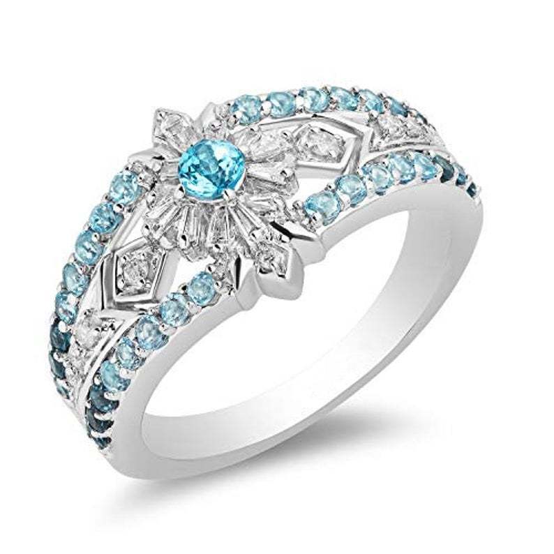 Enchanted Disney Sterling Silver 1/4CT SkyBlue Topaz Frozen Elsa Engagement ring