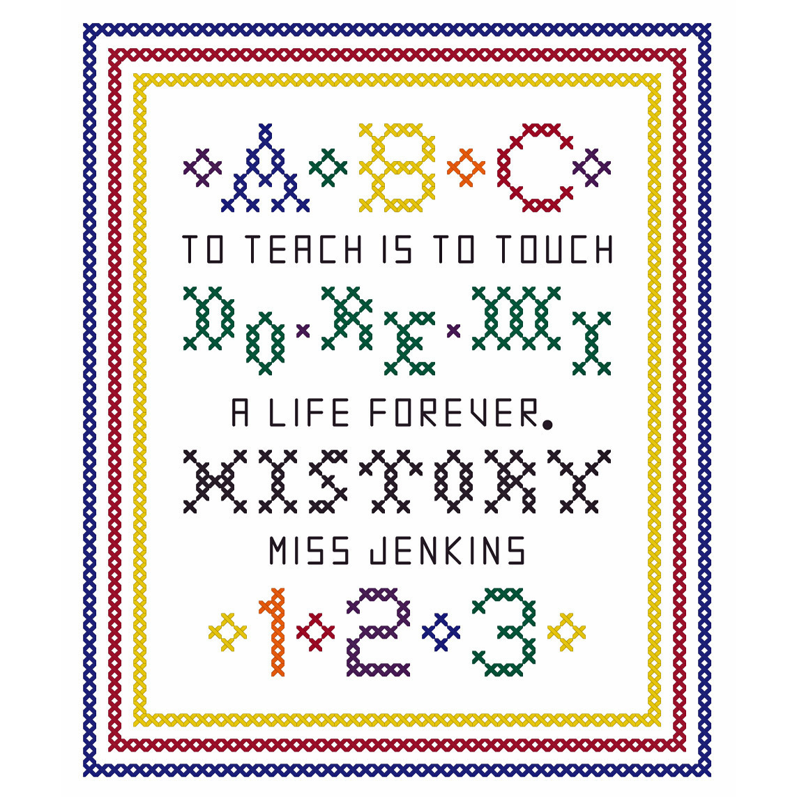 A Teacher's Sampler PDF cross stitch chart John Shirley new designer