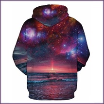 Sunset Beach Red Painted Universe Long Sleeve Cotton Pullover Hoodie Sweatshirt image 2