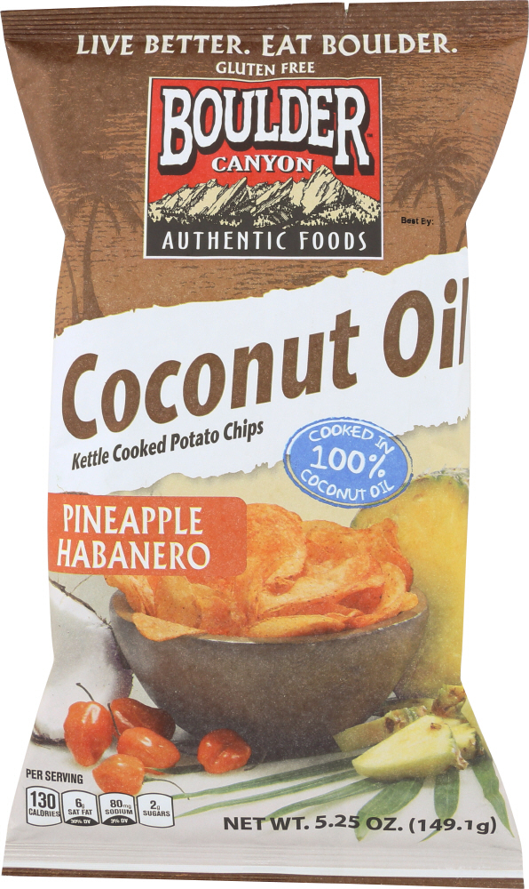 BOULDER CANYON Coconut Oil Potato Chips Pineapple Habanero, 5.25 oz (6