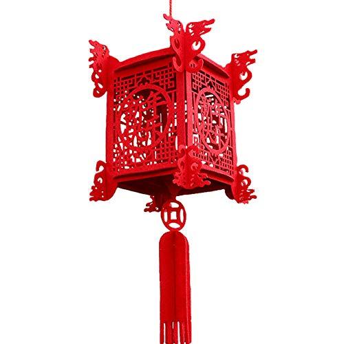 1 Pair Chinese Red Lantern 3D Puzzle Palace Lantern for New Year Spring Festival