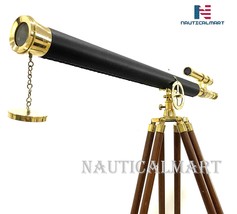 NauticalMart Floor Standing Solid Brass Leather Griffith Astro Telescope 64"