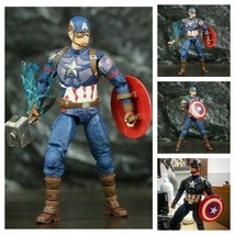 Captain America 7&quot; Action Figure 1/12 PVC Mijolnir Shield Collectible Mo... - $84.89+
