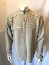 Point Zero Men's XXL Acrylic 1/4 Zip Sweater Long Sleeve Mock Neck Beige Knit - $23.99