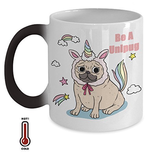Dog Lover Mug Pug Puppy Gift Coffee Tea Travel Cup Heat Activated Sensitive