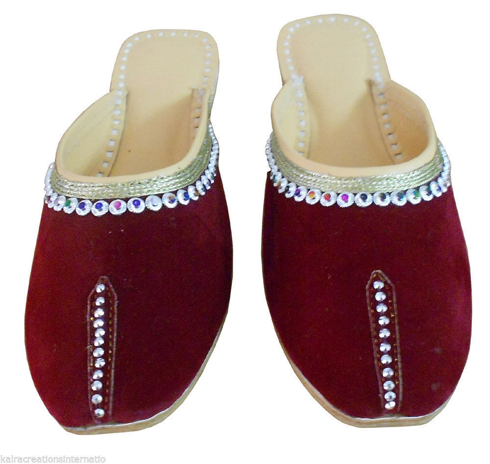 Women Slippers Indian Handmade Leather Traditional Clogs Jutti Maroon ...