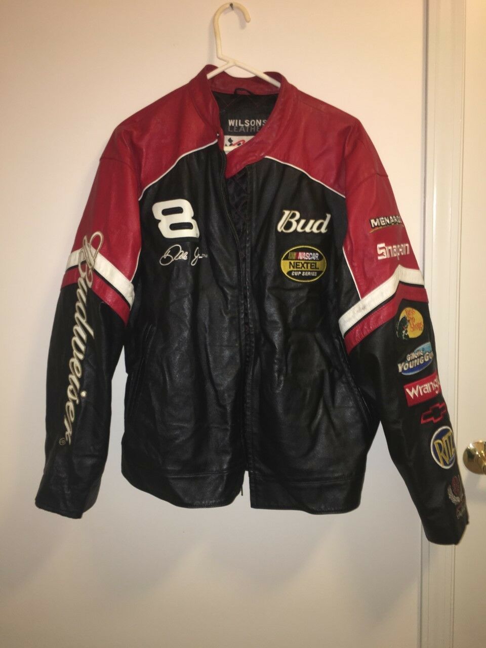 Wilsons Leather Chase NASCAR Budweiser Jacket Men's M Dale Earnhardt Jr ...