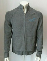 Hollister Gray Long Sleeve Men's Mock Full Zip 100% Acrylic Sweater Size Large - $22.99