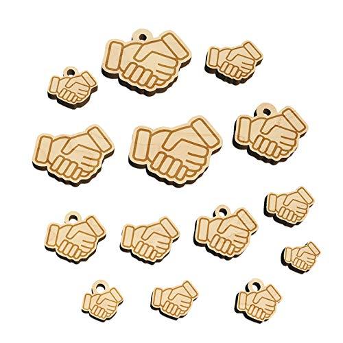Shaking Hands Agreement Icon Mini Wood Shape Charms Jewelry DIY Craft - 30mm (6p