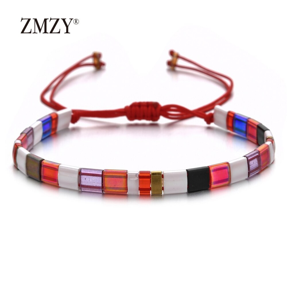 ZMZY Retro Square Glass Beads Bracelet Bohemian Handmade MIYUKI Tila Bracelet Tr