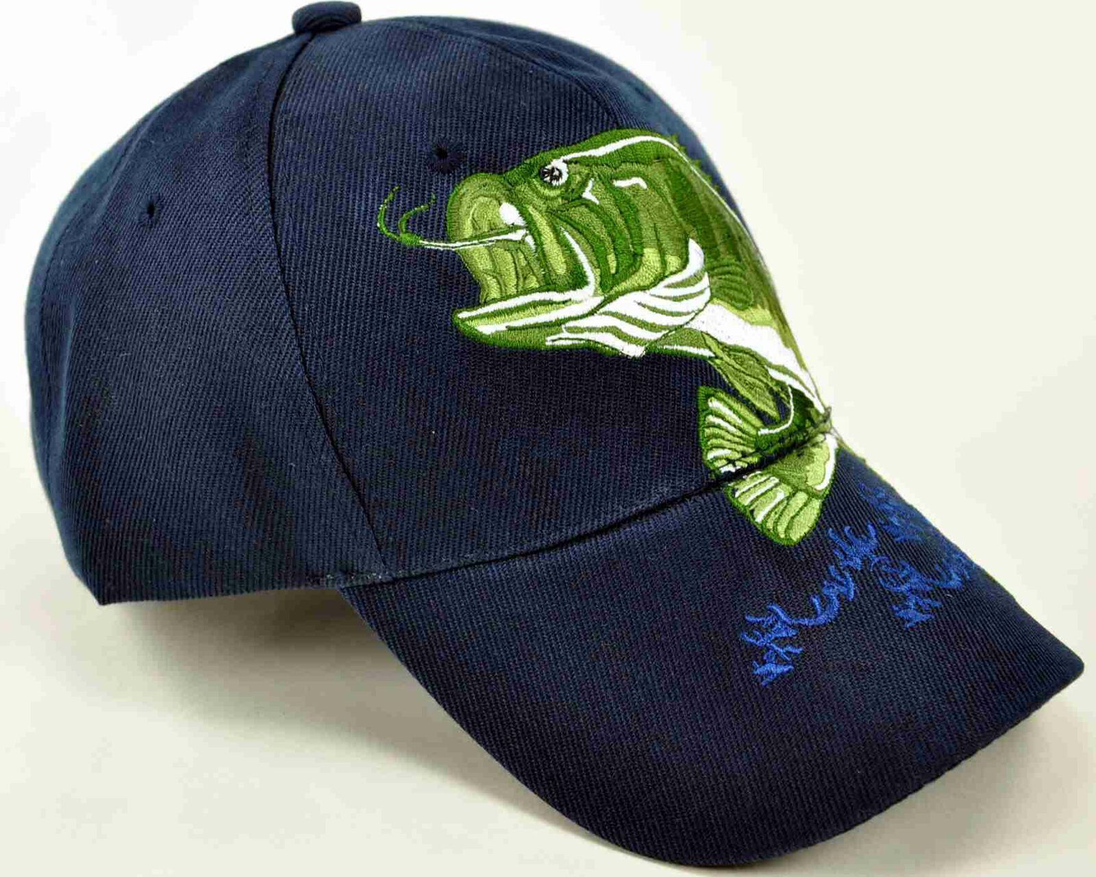 BIG BASS FISHING OUTDOOR SPORTS NAVY CAP HAT Men's Hats