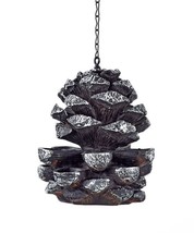Pinecone Bird Feeder Multi Layer Hanging 8.7" High Silver Brown Cut Out Detail
