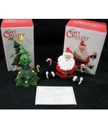 Fitz &amp; Floyd JIGGLING Christmas Tree Santa Figurine Set Wiggle 2004 Gift... - $22.72