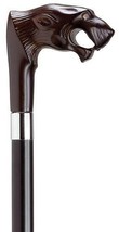 Walking Cane Lion Head Handle Brown Finish Cane with Black Wood Shaft Wt Cap 250 - $73.99