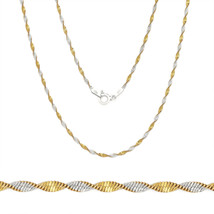 1.7mm Sterling Silver 14k Gold Twist Rope Italy Chain Necklace All Sizes 2 Tone - $44.05