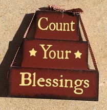 Primitive Wood Stacking Blocks -  72097B - Count Your Blessings Block - $11.95