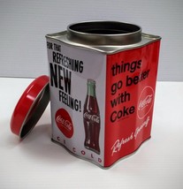 Coca-Cola Tin Container Tea Canister With Lid Refreshing New Feeling Retro Style - $9.90