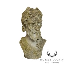 Vintage Bacchus Concrete Bust Garden Statue - $795.00
