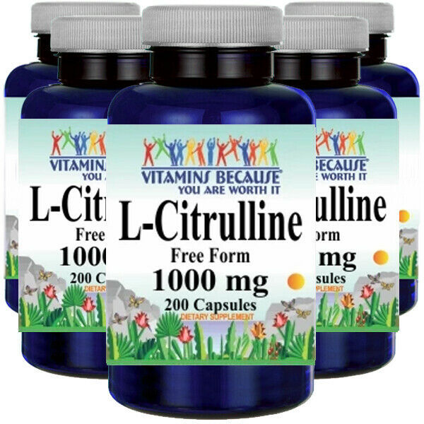 LCitrulline 1000mg 5X200 caps Free Form Amino Acid by Vitamins Because