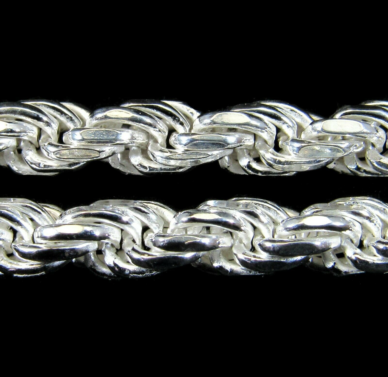 5MM Solid 925 Sterling Silver DIAMOND CUT ROPE CHAIN Bracelet or