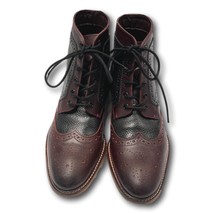 London Brogue Mens Boot Size 8 Wing Tip Handcrafted Black Brown Leather ... - $79.95