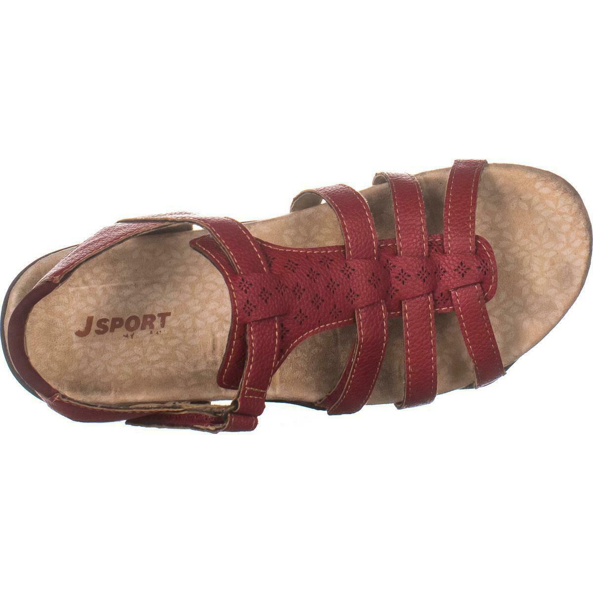 JSport by Jambu Mia Flat Sport Sandals 116, Red, 7.5 US