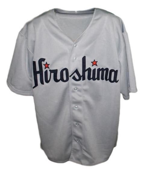 Custom Name # Hiroshima Carp Retro Baseball Jersey Button Down Grey Any Size