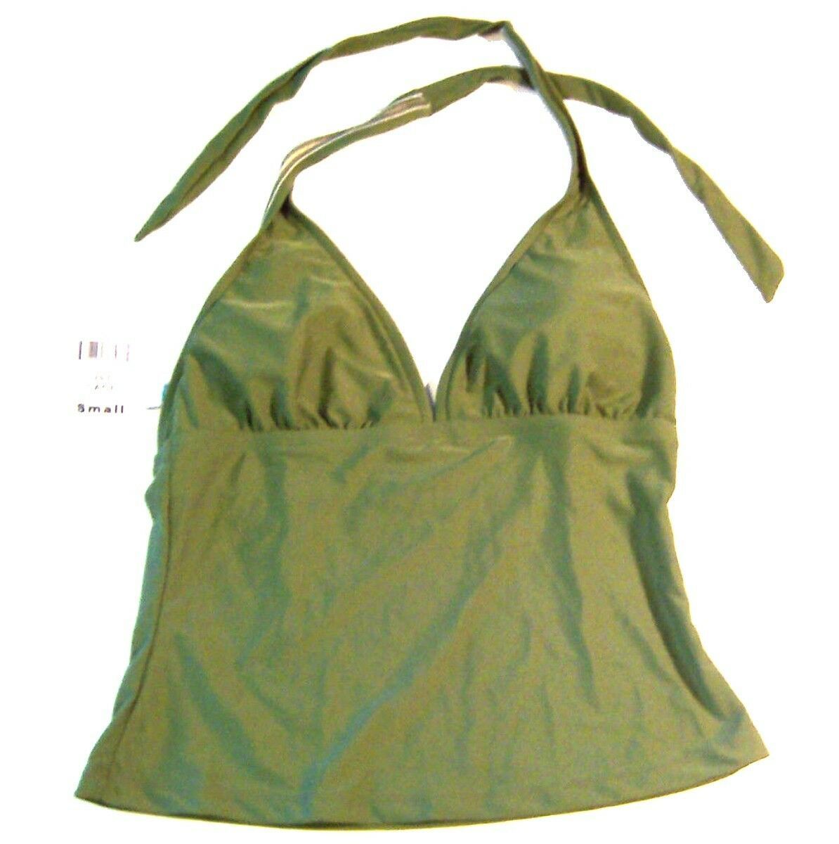 Sunsets Sage Green Halter Bikini Tankini 4pc Set 3 Tops 1 Bot NWT194