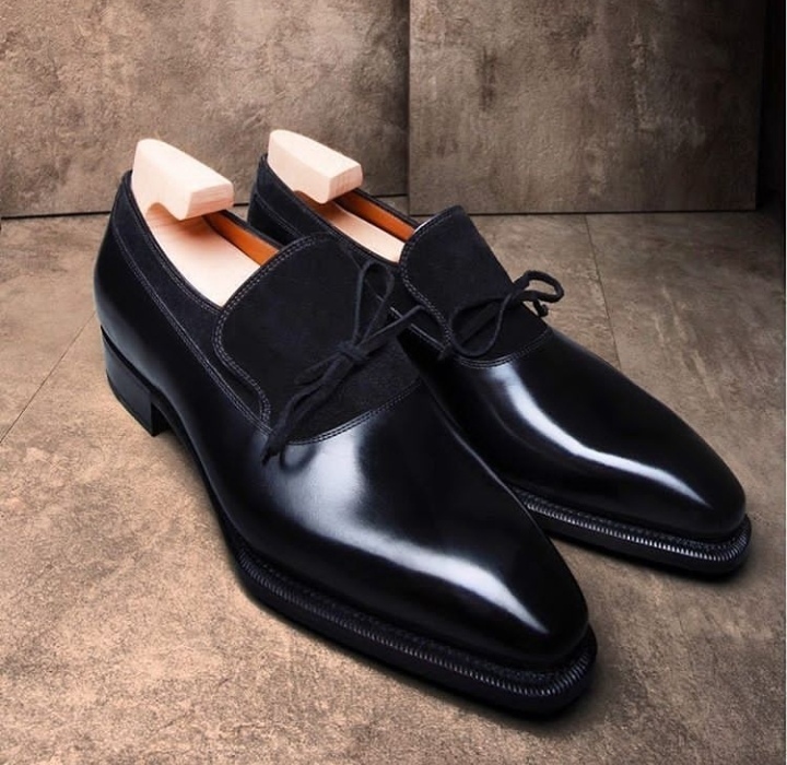New Handmade Black Leather Suede Shoes, Men's Derby Lace Up Shoes