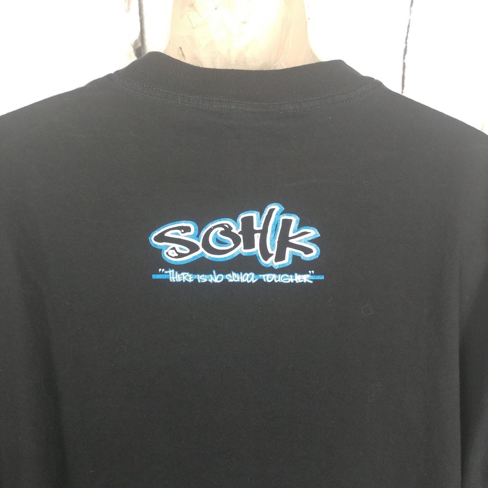 Vintage School of Hard Knocks SOHK Black Hip Hop Streetwear T-Shirt 2XL