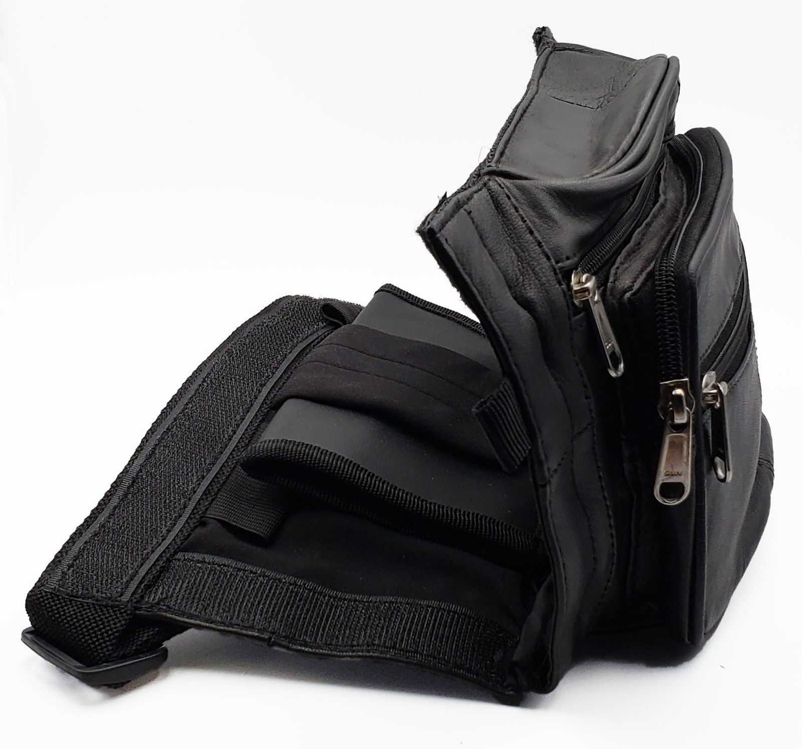 Leather Pistol Gun CCW Concealed Holster Belt Bag Waist Fanny Pack New Black - Holsters