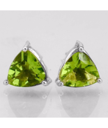 Sale, Green Peridot Posts or Stud Earrings, 925 Silver, Handmade - $28.00