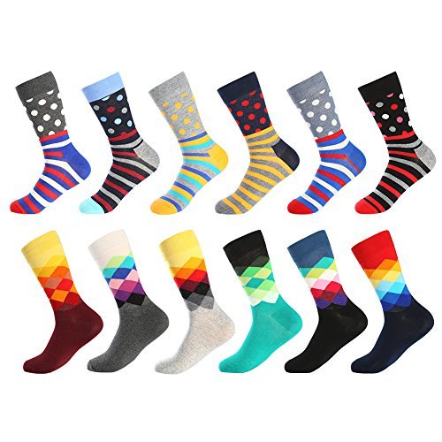 Bonangel Men's Fun Dress Socks - Colorful Funny Novelty Crazy Crew ...