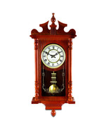 Bedford Collection 25 Inch Wall Clock with Pendulum and Chime in Dark Re... - $132.83