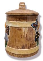 Vintage 1976 Gare Mushroom Butterfly Flowers Cannister Cookie Jar - 11x8" image 4