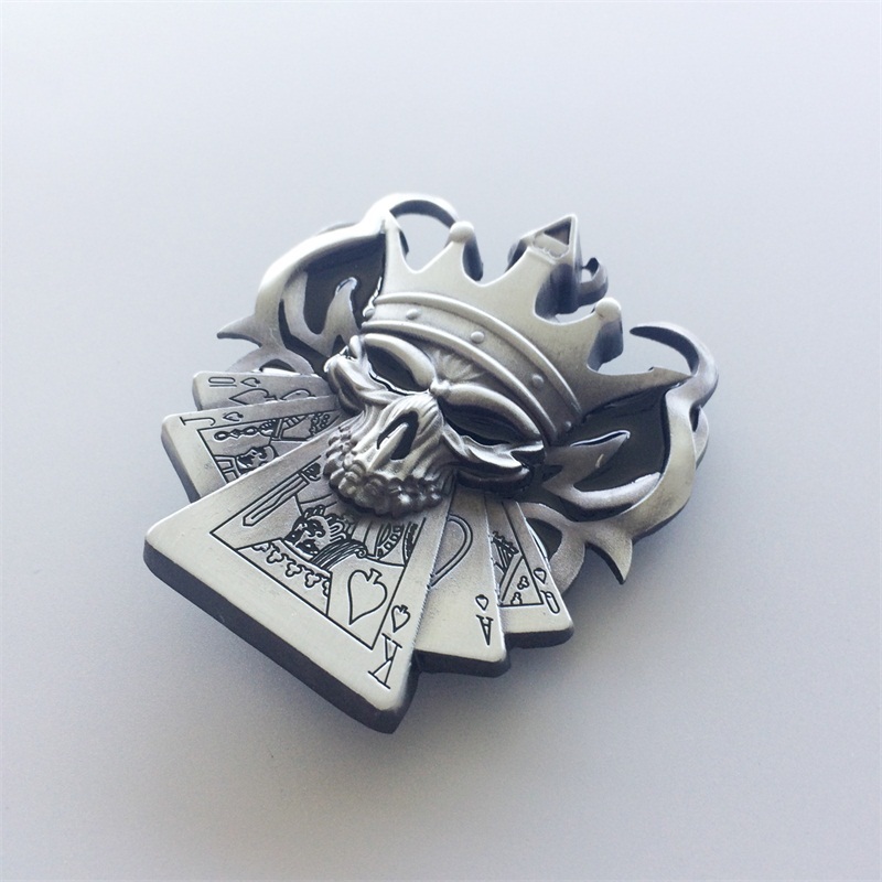 New Vintage Emo Skull Royal Flush Poker Casino Enamel Belt Buckle