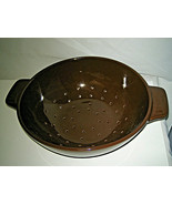 Longaberger Pottery Large Colander Strainer Brown 10 3/8&quot; w Label - $34.99